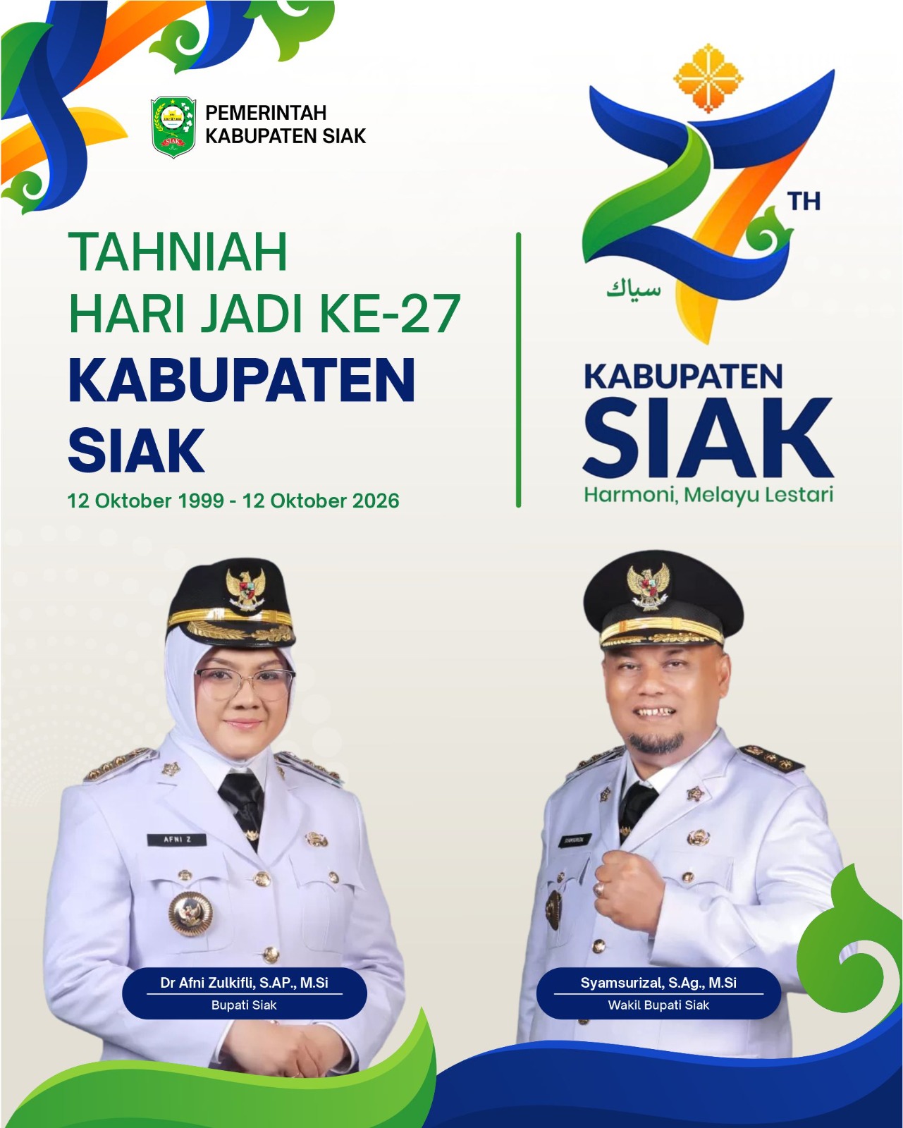 Tahniah Hari Jadi ke 27 Kabupaten Siak