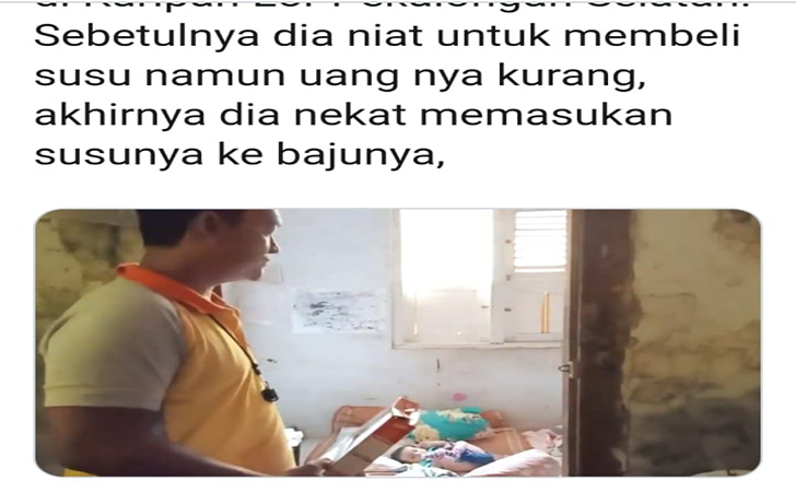 Polisi dan bayi anak pelaku pencuri susu