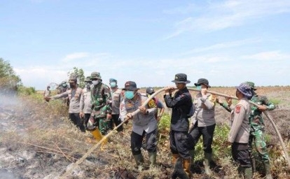 100 Hektar Lahan di Rokan Hilir Terbakar, Irjen Herry Lakukan Pemadaman