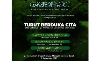 UIR Berduka, 3 Mahasiswa Jadi Korban Erupsi Marapi
